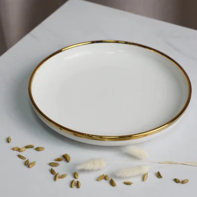Тарелка MOONSHINE, керамика, белый+золото, 20,5*3,2см_3