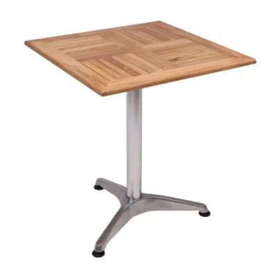 Стол садовый VIGO 60*70, светлое дерево/алюминий, ECONOM фотография