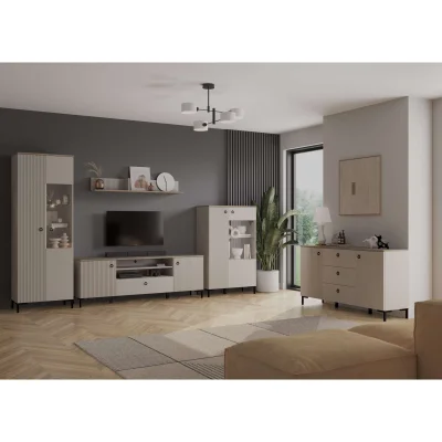 Н.м. "DOMENICA" шкаф REG1D1W/140 с подсветкой, к.Глиняный серый+Дуб сильвержек ореховый/Глиняный серый_6