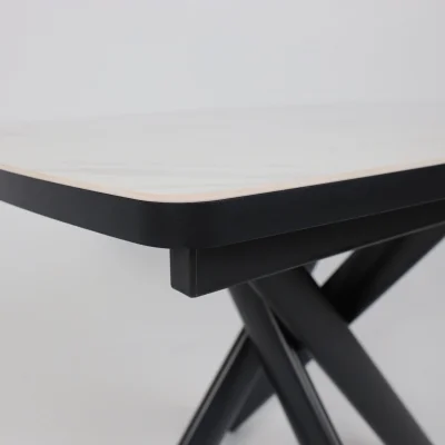 Стол LEONEL-110, раздвижной 110(145)х80, COROLLA WHITE GLOSS ST CER/Черный_8