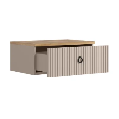 Н.м. "DOMENICA" навесная прикроватная тумба WKOM1S, к.Глиняный серый+Дуб сильвержек ореховый/Глиняный серый_4