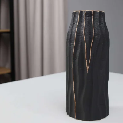 Ваза керамическая WOOD, черный, 10,5*10,5*24см_4