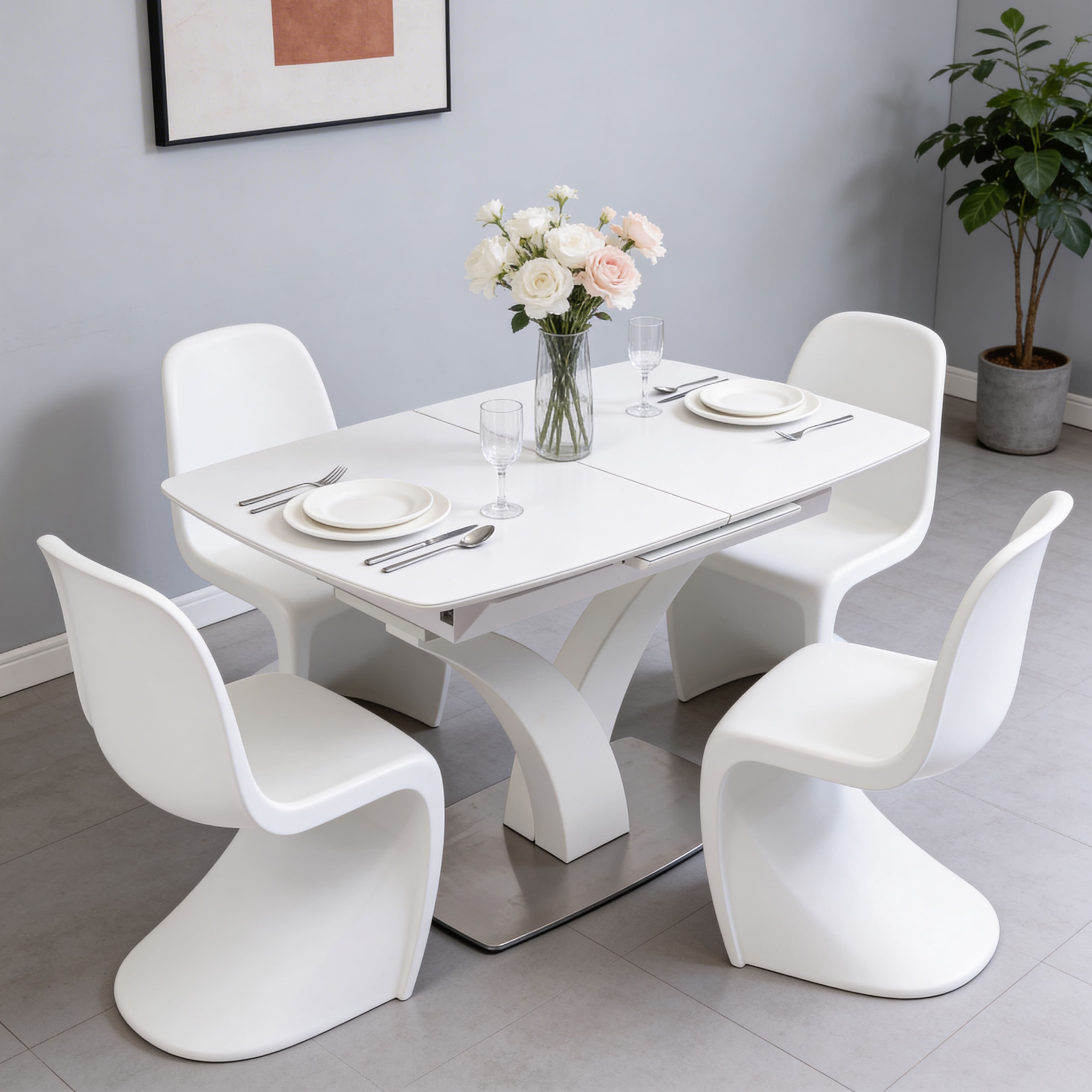 Стол НОТР ДАМ MODERNE, стекло Optiwhite 1400(1800)*850, Белый/Белый Муар_preview_20