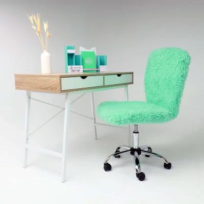 Кресло поворотное FLUFFY, искусственный мех, мятный_4