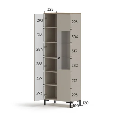 Н.м. "DOMENICA" шкаф REG1D1W, к.Глиняный серый+Дуб сильвержек ореховый/Глиняный серый_4