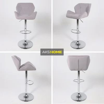 Кресло барное BERLIN GB, Kiton 722 серый велюр/хром_2