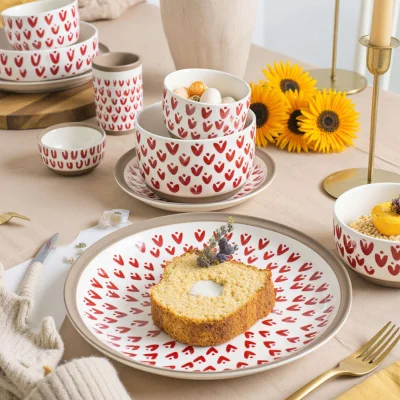 Миска-Боул LOVE PRINT, керамика, красный принт, d17*7,4см_18