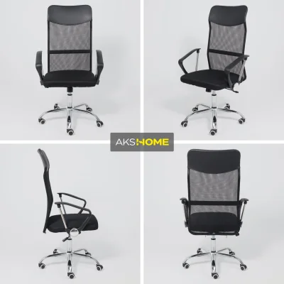 Кресло рабочее, поворотное, ARIA NEXT, ECO/сетка, черный+сетка-черная_4