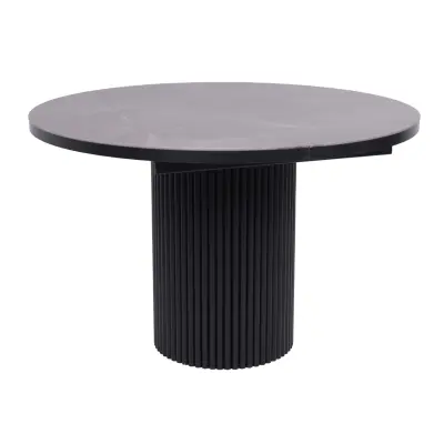 Стол ASKAR ROUND SLIDE-116, раздвижной круглый 116(156), BAYONA GREY PREMIUM CER/Черный фотография