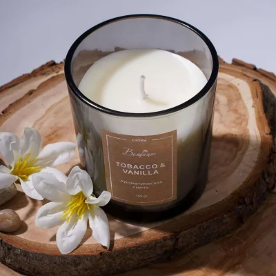 Ароматическая свеча TOBACCO & VANILLA в стекле, Д70 Ш70 В78_4