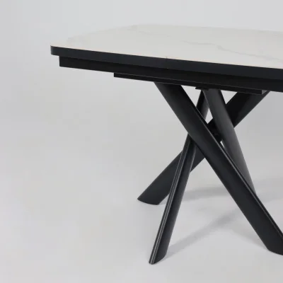 Стол LEONEL-110, раздвижной 110(145)х80, COROLLA WHITE GLOSS ST CER/Черный_9