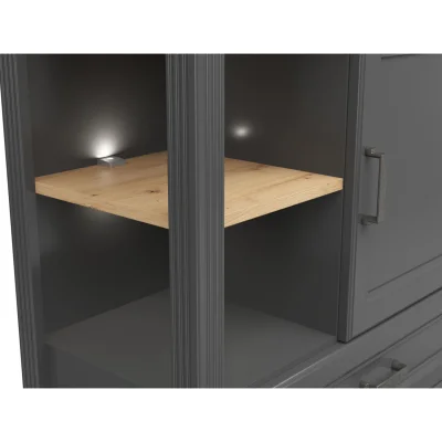 Н.м. "JASMIN" шкаф REG3D1S с подсветкой, к.Графит+Дуб артизан/ф.Графит_4