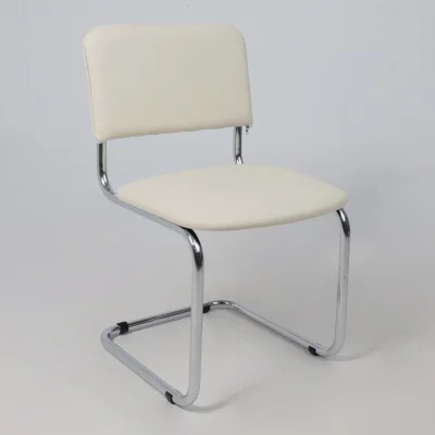 Кресло СЛАВИЯ, кремовый кожзам/хром_6