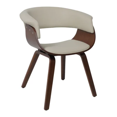 Кресло барное MODY, экокожа, кремовый/орех фотография