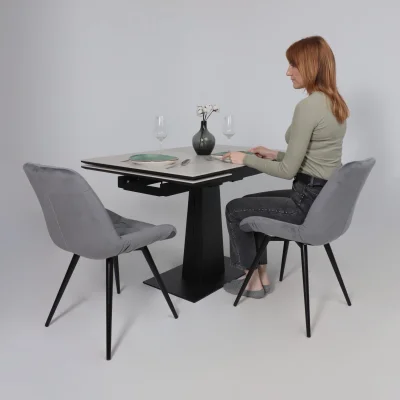 Стол AV 2119, МДФ+керамика, раздвижной 1200 (1800)*800 серый, матовый CARMEN LIDHT GREY/черный_3