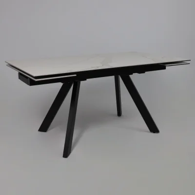 Стол МОНАКО NEW,керамика 0 кат. 1600(2240)*900, Камень белый Greys White/Черный матовый_12