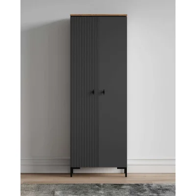 Н.м. "SAN GIMIGNANO" шкаф SZF2D/70, к.Антрацитовый+Дуб нокс/ф.Антрацитовый+Готика_4