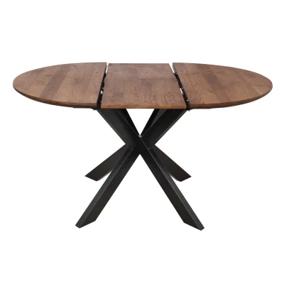 Стол РАУНД раздвижной, d100(140)*75, дуб мореный/черный (ПрР-4 DSW (02) КСЕ/Р-80)_7