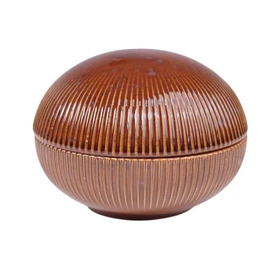 Блюдо-боул с крышкой AURORA, фарфор, каштановый, d13*5см фотография