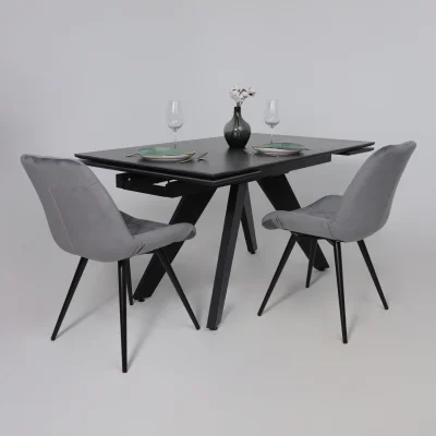 Стол AV 2122, МДФ+керамика, раздвижной 1400 (2000)*850 черный, матовый SHAKESPEARE/черный_5