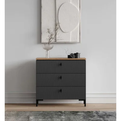 Н.м. "SAN GIMIGNANO" комод KOM3S, к.Антрацитовый+Дуб нокс/ф.Антрацитовый+Готика_3