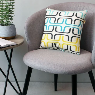 Подушка декоративная МАТЕХ FANTASY РЕТРО 8, р-р 33*33*10. Цвет голубой/желтый/черный, арт. 31-246_8