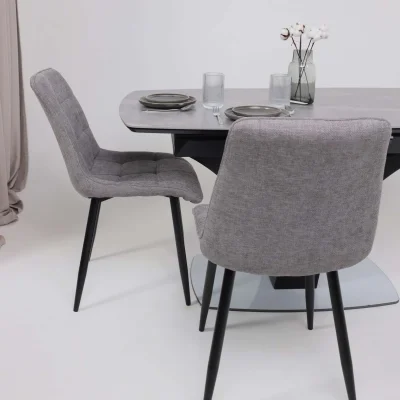 Стол НОТР ДАМ MODERNE, керамика 0 кат. 1400(1800)*850, Камень серый Greys Grey/Черный матовый_9