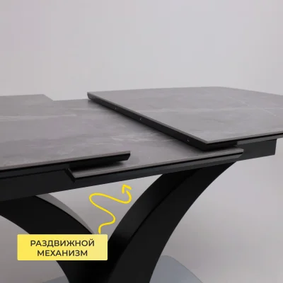 Стол НОТР ДАМ MODERNE, керамика 0 кат. 1400(1800)*850, Камень серый Greys Grey/Черный матовый_6