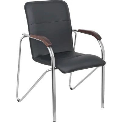 Кресло SAMBA AKS-1 Pegasso черный, подлокотники дерево темное фотография