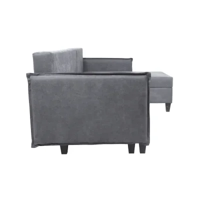 Диван-кровать угловой Туули КП Velutto 32, серый (черные опоры)_4