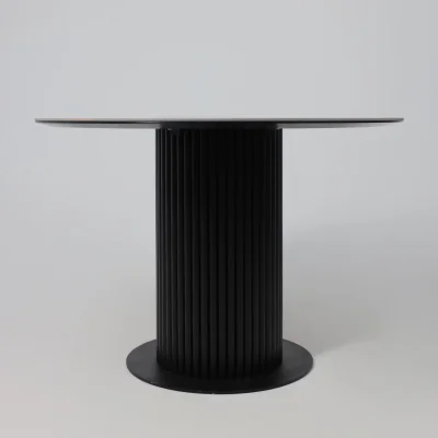 Стол РАУНД,керамика 2 кат. Д 1100, Камень черный Wacom pulido/ Черный матовый_11