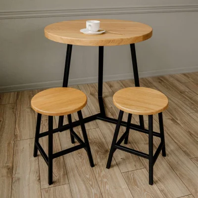 Табуреты круглые для кухни деревянные, комплект 2 шт, SMH-245 натуральный дуб_4