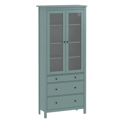 Шкаф с витриной САГА 90, темно-бирюзовый (2.08.07.130.6 RU) фотография