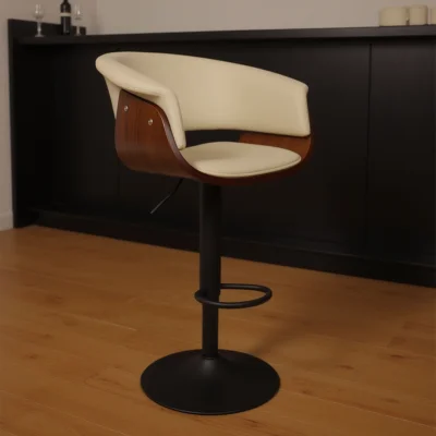 Стул барный ROSSI, экокожа, кремовый C-18/черный_7