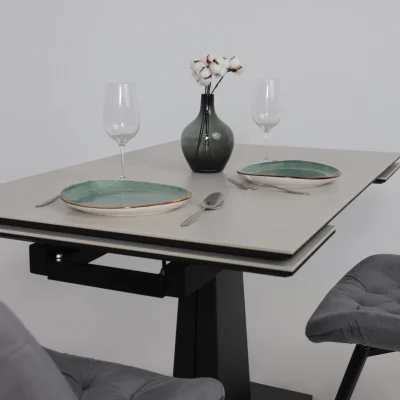 Стол AV 2119, МДФ+керамика, раздвижной 1200 (1800)*800 серый, матовый CARMEN LIDHT GREY/черный_6