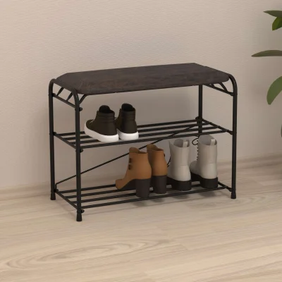 Подставка для обуви Альфа 23, с сиденьем (чёрный)_3