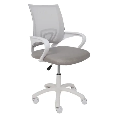 Кресло рабочее RICCI, ткань/сетка, светло-серый, белый полиамид фотография