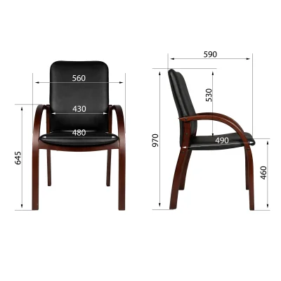 Стул Джуно new LUX (орех темный) кож/зам (черный)_5