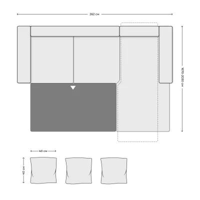 Диван SAMBIA-S конфигурация 2,5AL+CanMoR (3 декор. подушки 40х40) фотография
