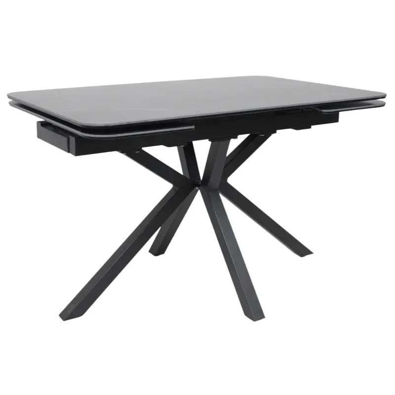 Стол РЕЙН NEW,керамика 0 кат. 1400(2040)*900, Камень черный Greys Black/Черный матовый фотография