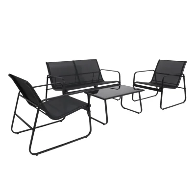 Комплект садовой мебели VERANDA (кресло 2шт, диван 1шт, стол 1шт), черный/черный фотография