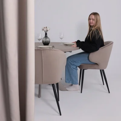 Стол RONALDO-120, круглый раздвижной 120(160), БЕЖЕВЫЙ КАМЕНЬ-HPL/Капучино_2