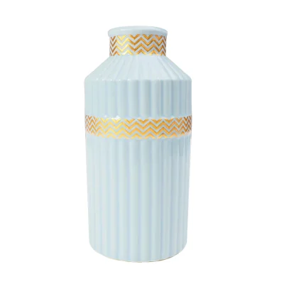 Ваза керамическая POLO, голубой, 5*9*19.5см фотография