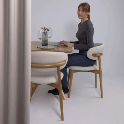 Стул ДЭВИД, бежевый фактурный велюр Danco 100/дуб_7