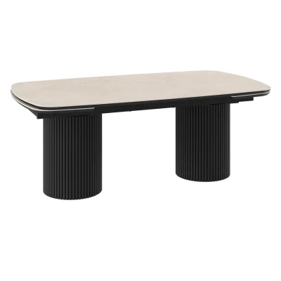 Стол ASKAR SLIDE-200, раздвижной 200(280)*110, BAYONA IVORY PREMIUM CER/Черный фотография