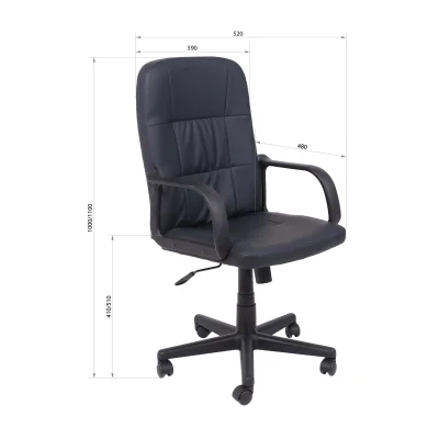 Кресло рабочее, поворотное LEONIDAS, пластик,кож.зам (чёрный)_13