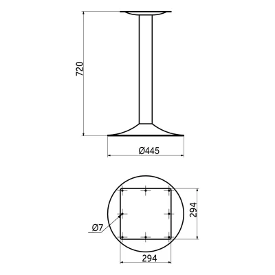 Подстолье TERRA h720 d445, черный AKS_2