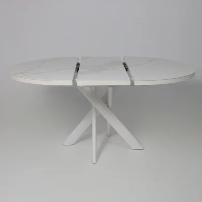 Стол RONALDO-120, круглый раздвижной 120(160), PATAGONOA BIANCO GLOSS PREMIUM CER/Белый_17