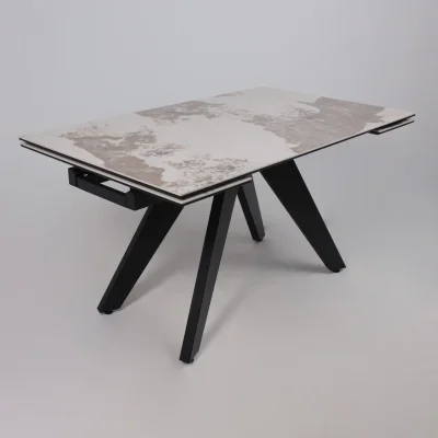 Стол AV 2122, МДФ+керамика, раздвижной 1400 (2000)*850 белый, глянцевый PANDORA/черный_8