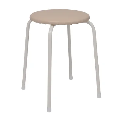 Табурет круглый "Пенек крепкий 220", с ЛДСП, ваниль/белый фотография